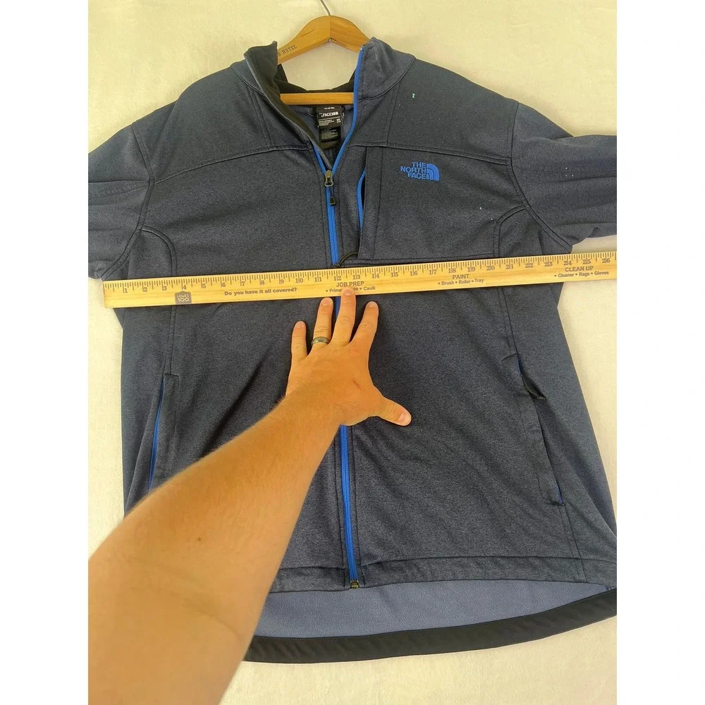 The North Face Full Zip Fleece Jacket Mens XXL Blue Good Heathered Mock Neck